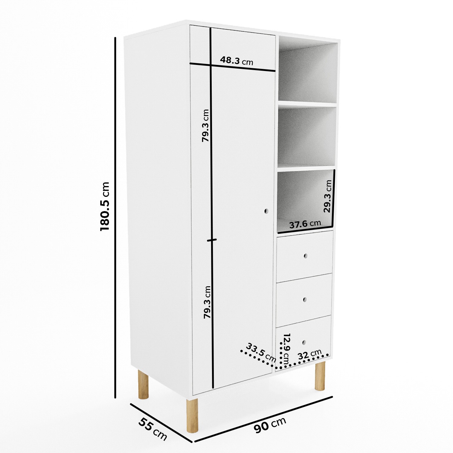 Read more about Kids white scandi wardrobe with drawers and shelves juni